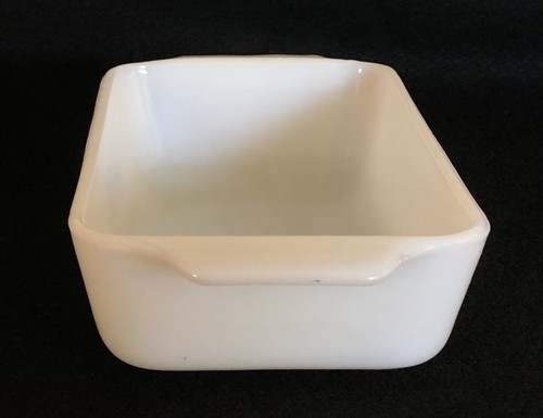 RARE #14 Vintage Anchor Hocking Milk Glass 9" x 5" Loaf Pan Blue Flower 01-67 - Picture 4 of 7