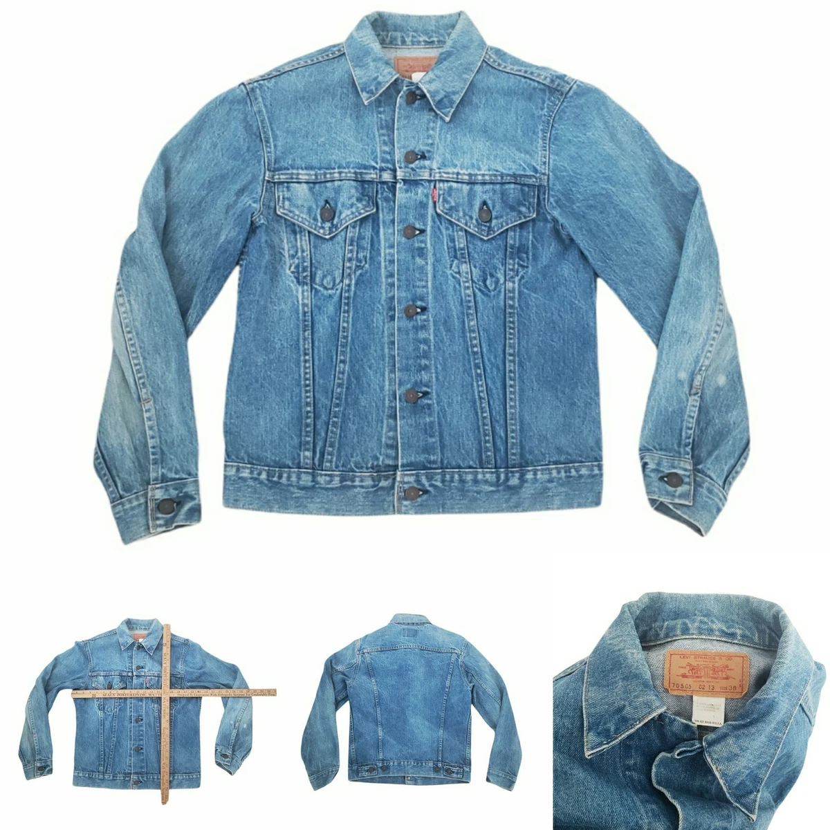 VINTAGE 80S LEVIS 70505 0213 TRUCKER JEAN JACKET MENS SIZE 38 MADE IN USA DENIM