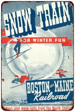 1946 Boston & maine Snow train Railroad Reproduction METAL SIGN 8 x 12