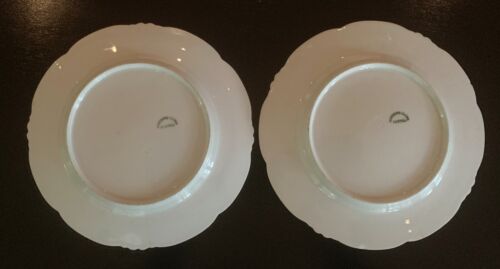 2 VINTAGE HABSBURG AUSTRIA PLATE DISH CHINA PORCELAIN PINK FLOWER APPLE BLOSSOM - Picture 4 of 12
