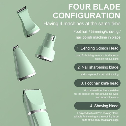 4 in 1 Electric Pet Cat/Dog Grooming Clippers Hair Trimmer Shaver Cordless Quiet - Picture 6 of 26
