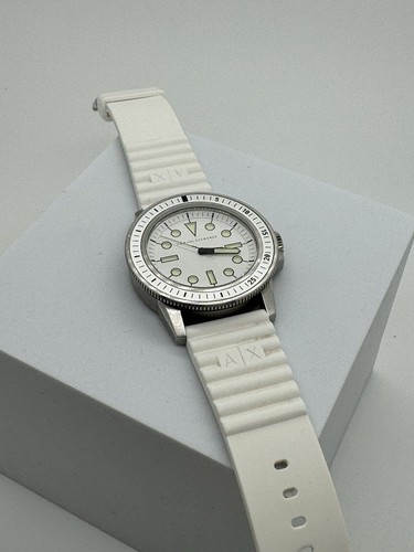 Armani Exchange Mens Analog Leonardo White Dial Silicone Watch AX1850 - 第 10/11 張圖片
