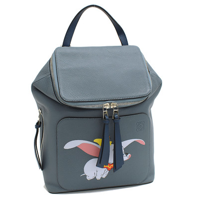 Auth LOEWE Disney Collaboration Dumbo Goya Backpack Stone Blue Leather T00P 