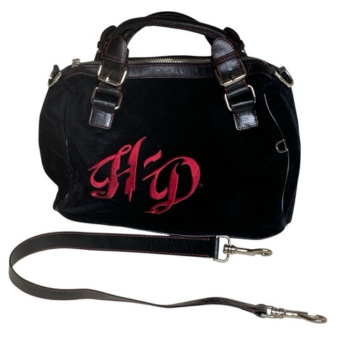 Cartera De Colección Y2k Harley Davidson Terciopelo Terciopelo Negro Rojo Convertible Rara Difícil de Encontrar - Imagen 12 de 16