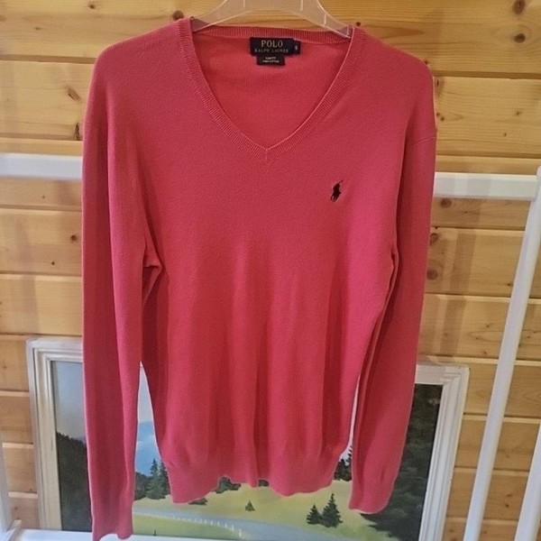 Women Polo Ralph Lauren Sweater Pink Cotton S #CI14