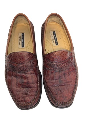 Genuine Caiman Alligator Imperial Loafers Brown Florsheim 