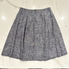 Talbots Blue Linen Blend Box Pleat A-Line Skirt 8 Chambray Coastal Grandmacore