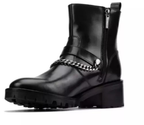 Clarks ROSELEIGH HIGH Damen Schwarz Leder Biker Stiefeletten UK Gr. 6 D EUR 39,5 - Bild 2 von 5