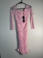 Fashion Nova Pink Sparkle Long Sleeve Dress 
