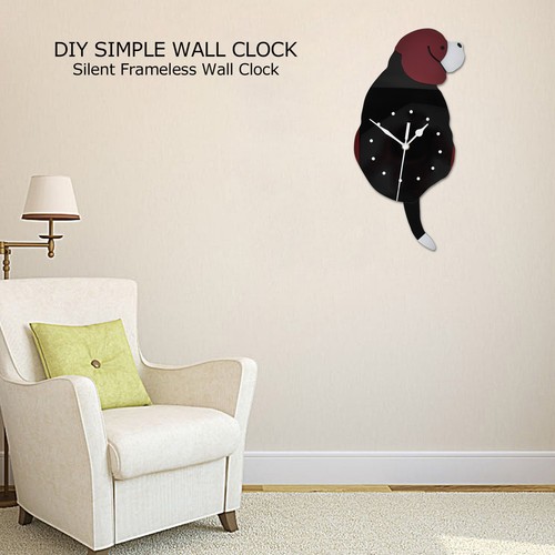 GE Wanduhr Schaukel Hund DIY Einfache Mode Silent Rahmenlose Wanduhr Mit - Bild 14 von 22