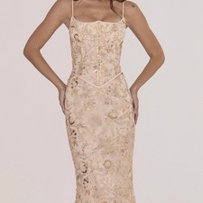 House Of Cb Naima Corset Dress Size S AU 8 US 4 Ball Gown Bnwt $554.00 Rose Gold