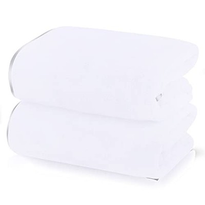 Silk Hemming Bath Towels for Bathroom Clearance - 27 2 Piece Bath Towels White