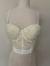 NWT White Embellished Bustier Top, Size Medium
