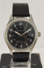 Vintage Refurbished Hamilton Hand-Winding Black Dial 17 J Men Watch Leather Band