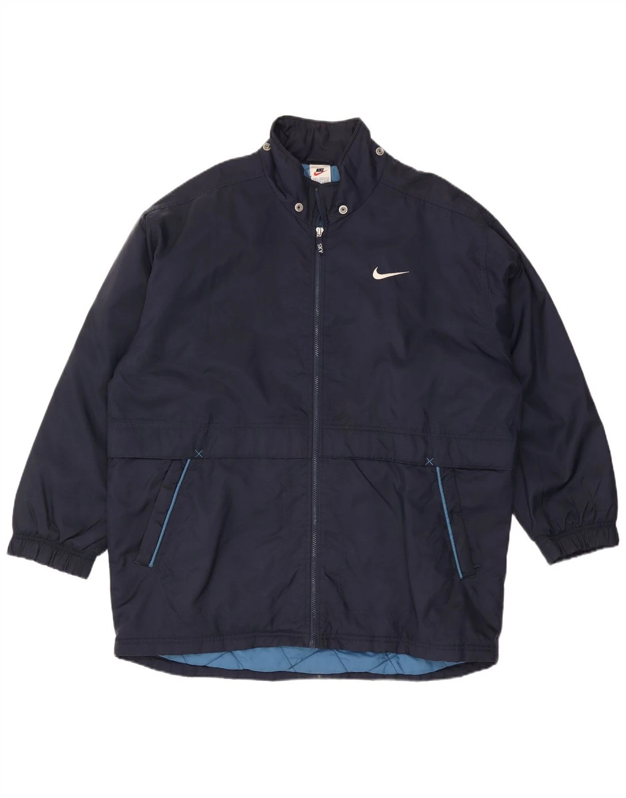 Nike Mens Graphic Windbreaker Jacket UK 42/44 Large Navy Blue Nylon BD07