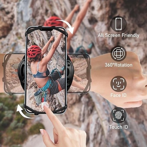Biegająca opaska na rękę uchwyt na telefon, bransoletka przedramię 360° obrotowa i czarna - Zdjęcie 3 z 6