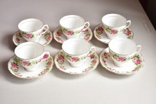 COLCLOUGH CHINA ENCHANTMENT TEA CUPS & SAUCERS X 6