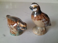 Vintage Rosemeade Pottery Bird Quail Grouse Salt & Pepper Shakers No Corks
