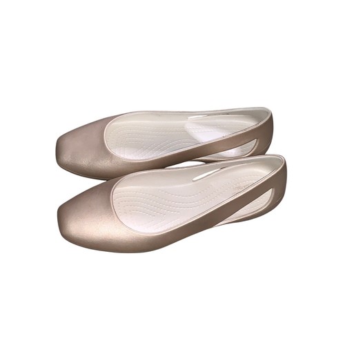 Crocs Sloane Flats Womens 8 Metallic Gold Square Toe Slip On - Picture 2 of 3