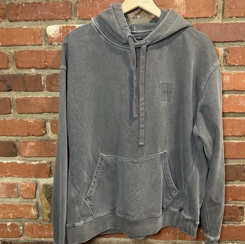 Мужская толстовка с капюшоном Coach из органического хлопка размер маленький‎ образец дымчато-серый негабаритный - Изображение 2 из 4