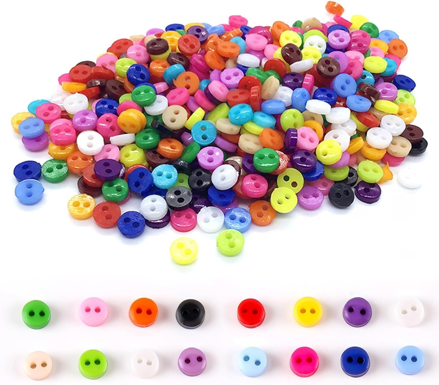 1000 piezas botones pequeños de colores mezclados para manualidades - botones de costura redondos de 2 agujeros de 6 mm,