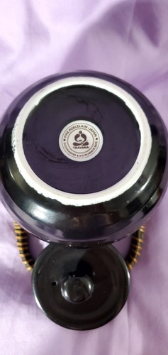 Tetera de gres Teavana negra con mango de bambú loto blanco Japón ENVÍO GRATUITO - Imagen 10 de 11