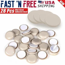 28 Pcs Adhesive Back Mini 1" & 2" inch Round Furniture Sliders for Carpet