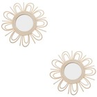 2pcs Rattan Woven Mirror Wall Decoration Wall Decorative Mirror Crafts Decor