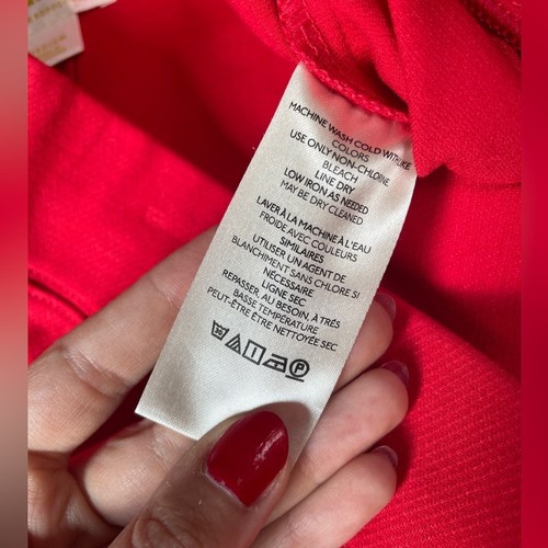 Maeve Anthropologie Eve Ponte Pantalón Acampanado Pierna Ancha MEDIANO Rojo Elástico - Imagen 5 de 10