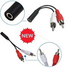 3.5mm Female Stereo Jack to 2 RCA Phono Audio Cable Lead/ Adapter H OT