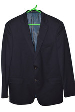 44R NON SHAATNES Hart Schaffner Marx Navy Blue Wool SPORT COAT Blazer Union Made