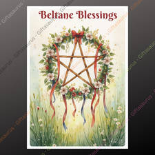 Personalised Beltane Card Plantable Seed Witch Witchy Wiccan Pagan Pentagram