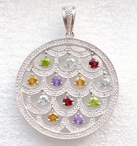 Collana Affinity NUOVA 12 Diamanti 12 Pietre Preziose Cerchio Argento Sterling 925 Donna - Foto 10 di 16