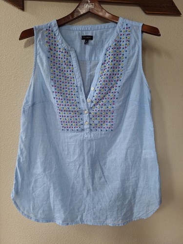 Top smanicato donna Talbots leggero con perline/ricami scollo a V taglia M
