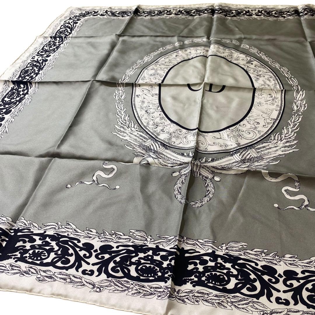 90's Vintage Christian Dior シルク100% スカーフ Christian Dior Vintage Silk Scarf 100% Pure Silk Unisex Gray