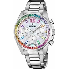 Festina Rainbow Chronograph Silver Dial Quartz 100M Women's LadiesWatch F20606-2