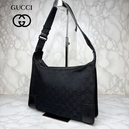 Gucci Tote Bag Signature Leather Canvas Used Womens Handbag Purse Crossbody Tote