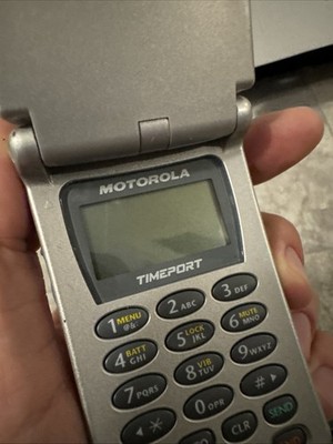 Vintage Motorola Timeport P8197 Silver Cell Phone Flip Phone, As