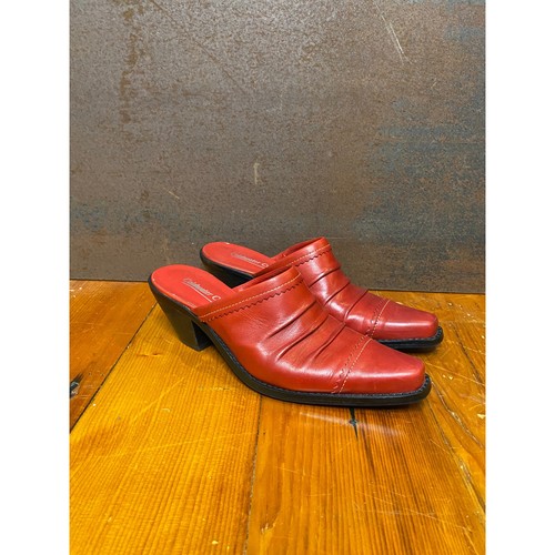Coldwater Creek ❤️ Retro Red Leather Cowboy Boot Mules, Women’s US 7.5
