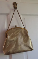 Vintage 50's Morris Moscowitz MM clear gold inset bag  enamel austrian crystals 