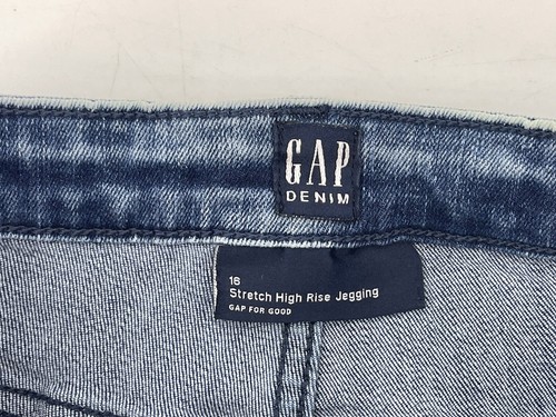 Gap High Rise Stretch Jogging Jeans Girls Size 16 Stone Wash Blue Denim 23X27 - Picture 3 of 11
