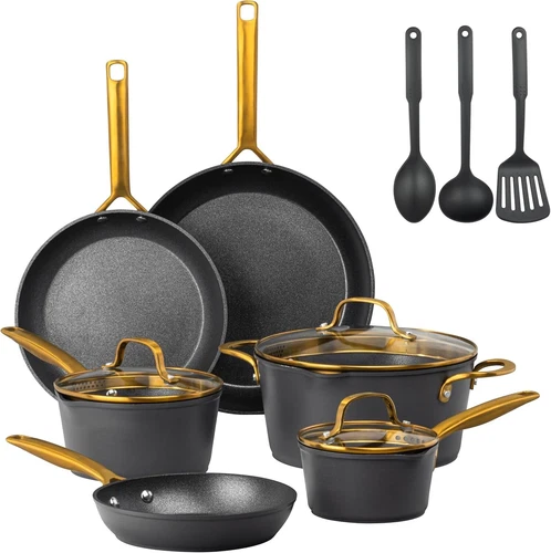 Granitestone Armor Max Gold 14 Piece Nonstick Hard Anodized Cookware Set