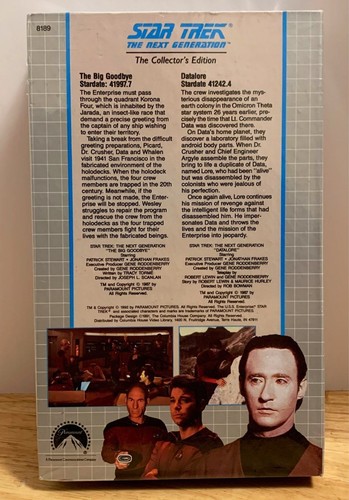 Star Trek The Next Generation VHS The Big Goodbye / Datalore Sealed New - Picture 2 of 2