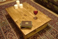 100cm COFFEE TABLE RUSTIC CHUNKY RECLAIMED STYLE HANDMADE SOLID WOOD OAK FINISH 