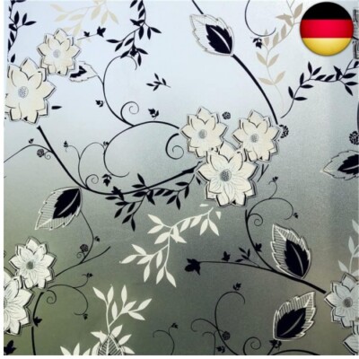 Fensterfolie Blickdicht Selbsthaftend Motiv Blume Sichtschutz 44.5x200cm