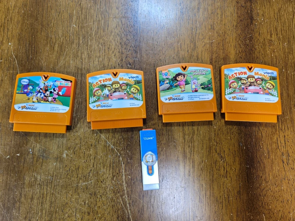 VTech V.Smile Game Cartridge Lot of 4 Dora Mickey Mouse Action Mania & V Link - Image 4 of 4