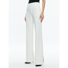 Alice + Olivia Lara Side Slit Pants in Ecru - Size 10
