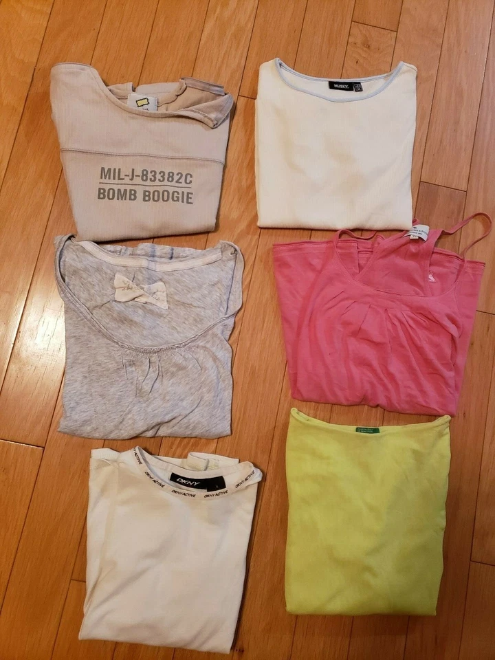 Lote de 6 tops usados en excelente estado para mujer niña talla XS, S se adapta a primera 10-14 años Benetton, DKNY  Foto 2 de 4