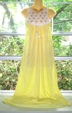 NEW VTG sz xs Philmaid Full Length Embroidered Nightgown button shoulders