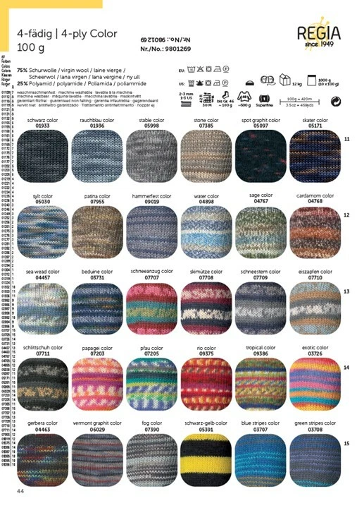 100g Schachenmayr Regia Color 4-fädig / 4-fach Sockenwolle Stricken (69,90€/kg) - Bild 3 von 3